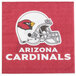 A red Creative Converting luncheon napkin with the Arizona Cardinals logo in white.