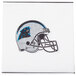 A white Creative Converting Carolina Panthers luncheon napkin with a helmet on it.