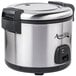 An Avantco electric rice cooker and warmer with a silver and black exterior.