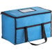 A blue Choice insulated food delivery bag with black straps.