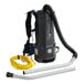 A Lavex backpack vacuum with a hose and 8-piece tool kit.