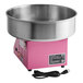 A pink Carnival King cotton candy machine with a 21-inch stainless steel bowl and a detachable power cord.