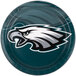 A Creative Converting Philadelphia Eagles paper dinner plate with the Eagles logo on it.