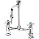 A T&S chrome laboratory faucet with 4-arm handles.