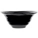 A close-up of a black Reserve by Libbey Pebblebrook bowl with a curved edge.