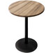 A Holland Bar Stool 36" Round Natural Wooden Table with Round Black Base.