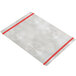 A white rectangular Alumitique menu board with red bands and a silver swirl pattern.