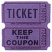 Two purple Carnival King raffle tickets with black text.