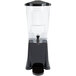 A black and clear plastic Carlisle TrimLine beverage dispenser with a black lid.