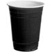 A black plastic Choice cup with a white rim.