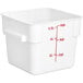A white square Choice polypropylene food storage container with red writing on it.