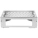 A Rosseto brushed stainless steel chafer alternative warmer base with a floral design.