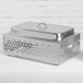 A silver rectangular Rosseto stainless steel chafer alternative warmer base with a lid.