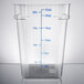 Choice 22 Qt. Clear Square Polycarbonate Food Storage Container with Blue Graduations Main Thumbnail 2