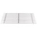 A stainless steel rack with white slats on top.