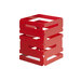 A red steel multi-level riser with four stacked pieces.