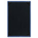 A black board with blue corners.