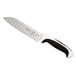 A Mercer Culinary Millennia Santoku knife with a black handle.