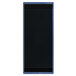 A rectangular black board with a blue frame.