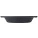 A black rectangular Libbey mini cast iron pie pan with white handles.