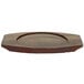A natural wood-grain finished wooden underliner with a round edge on a wood surface.