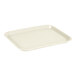 A beige rectangular plastic tray with a white surface and border.