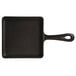 A black square Libbey mini cast iron skillet with a handle.