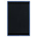 A black board with a blue frame.
