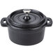 A black Libbey cast iron pot with a lid.