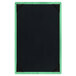 A black board with green corners.