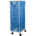 A blue Curtron Supro breathable mesh bun pan rack cover.