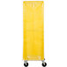A yellow Curtron breathable mesh bun pan rack cover.
