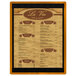 A Menu Solutions Country Oak wood menu board with top and bottom black strips.