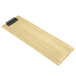A natural wood Menu Solutions clipboard with a black clip.