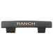 A black Tablecraft dispenser tag with orange "Ranch" text and a black pull handle.