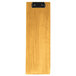 A Menu Solutions oak wood clipboard with a black clip.