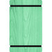 A green rectangular wood menu board with black rubber band straps.