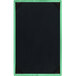 A black board with a green border and green corners.