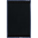 A black rectangular board with black top and bottom strips and a blue border.