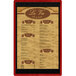 A Menu Solutions wood menu board with a brown frame.