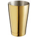 A gold-plated Barfly cocktail shaker tin.