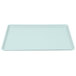 A sky blue rectangular tray with a white border.