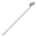 A silver stainless steel straw/stirrer with a round end.