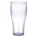 A clear plastic soda glass with a pebbled texture.