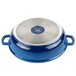 GET CA-005-CB/BK Heiss 3 Qt. Cobalt Blue Enamel Coated Cast Aluminum Brazier / Paella Dish with Lid Main Thumbnail 4