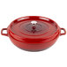 GET CA-008-R/BK Heiss 4.5 Qt. Red Enamel Coated Cast Aluminum Brazier / Paella Dish with Lid Main Thumbnail 2