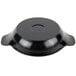 A black enamel coated cast aluminum round pan with a round handle.