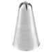 A silver metal Ateco 190 drop flower piping tip cone with a handle.