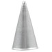 A silver cone with a black tip.