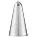 A silver metal Ateco drop flower piping tip cone with a metal lid.
